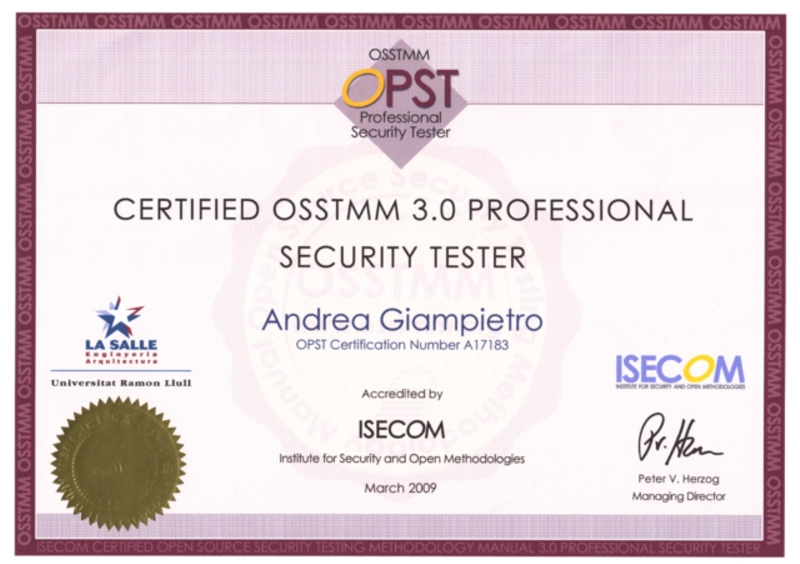 opst2 Sicurezza informatica osstmm